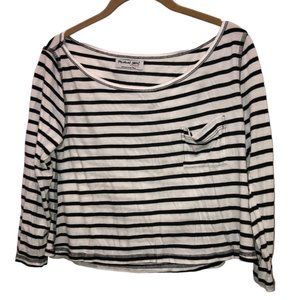 Michael Stars classic French Breton Nautical Stripe cropped knit top one…